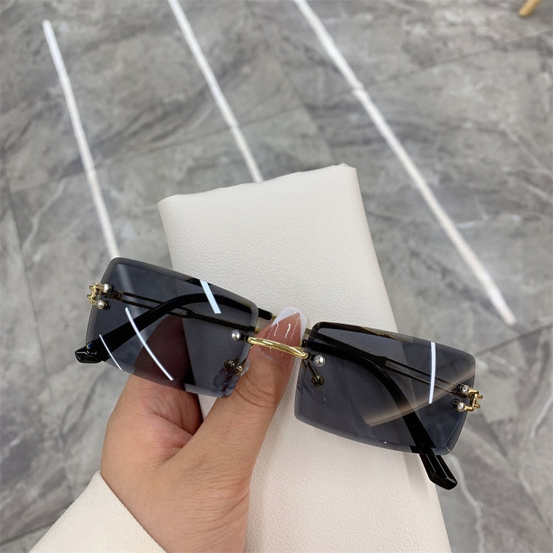 Rimless Tinted Square-Frame Sunglasses