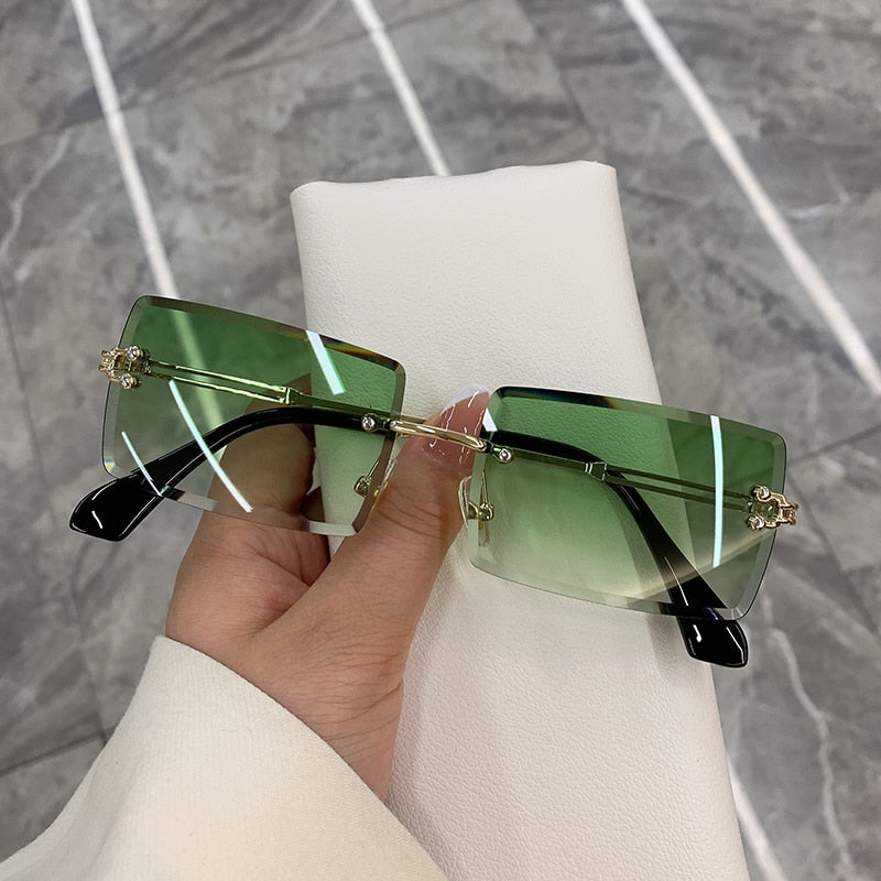 Rimless Tinted Square-Frame Sunglasses