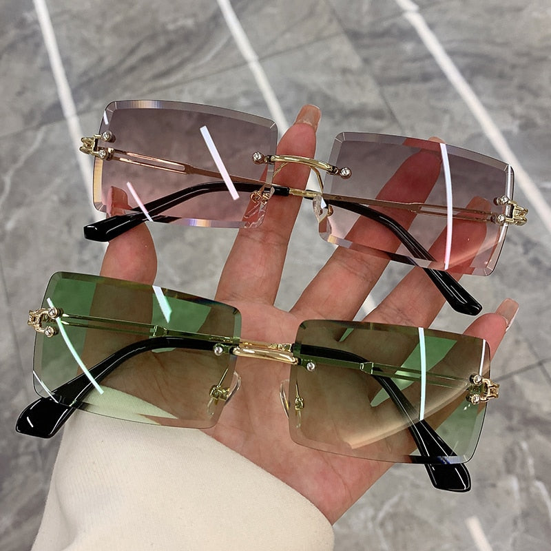 Rimless Tinted Square-Frame Sunglasses