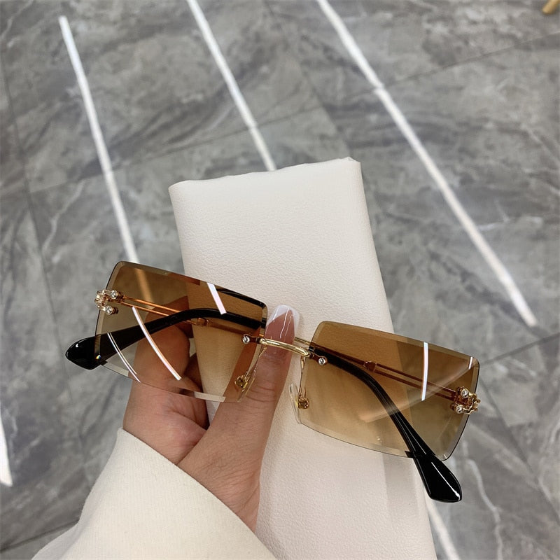 Rimless Tinted Square-Frame Sunglasses